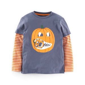 Mini Boden Jack-O-Lantern Tee Halloween Pumpkin